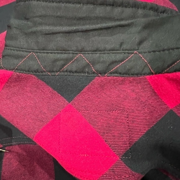 Orvis Buffalo Plaid Pink & Navy Blue Fleece Lined Shirt Jacket Shacket -Size Med - Picture 13 of 16